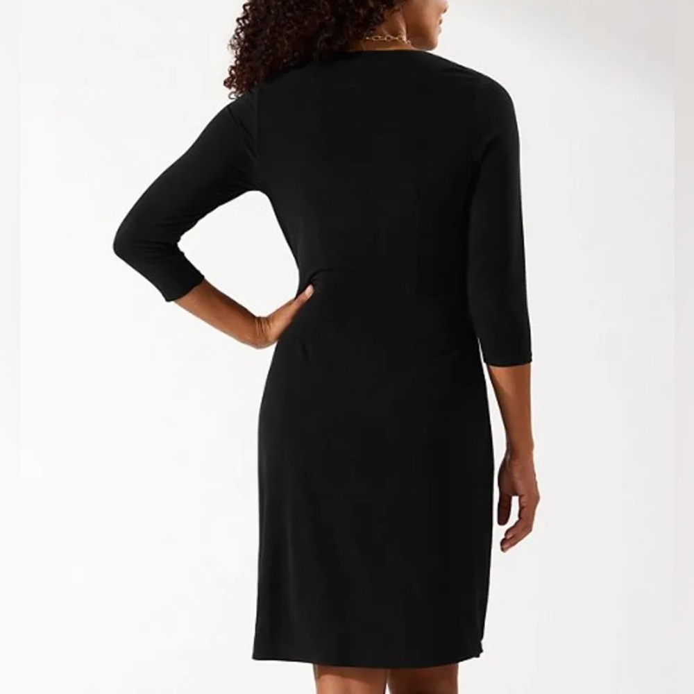 NEW TOMMY BAHAMA Clara 3/4-Sleeve Faux-Wrap Dress BLACK - Picture 3 of 8